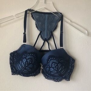 Victoria's Secret | Dream Angles blue lace racer back lined demi bra